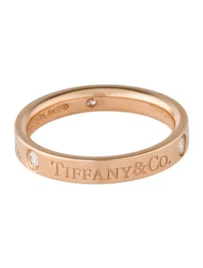 Pre-owned Tiffany & Co 18k Diamond Logo Band In Multi