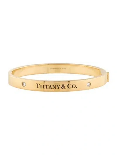 Pre-owned Tiffany & Co 18k Diamond Logo Hinged Bangle Bracelet, 6" In Multi