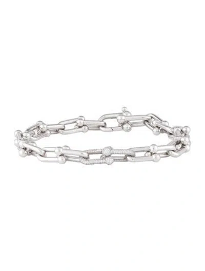 Pre-owned Tiffany & Co 18k Diamond Medium Link Bracelet, 8" In Multi