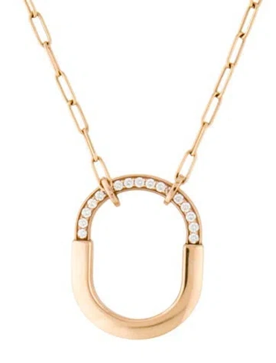 Pre-owned Tiffany & Co 18k Diamond Medium Tiffany Lock Pendant Necklace, 18" In Multi