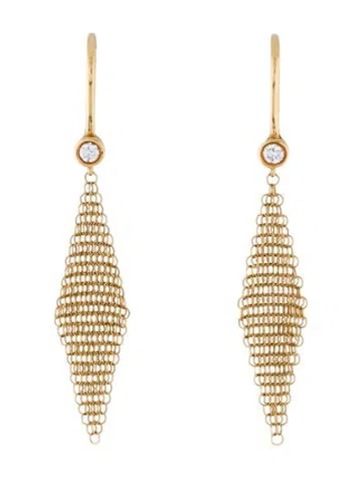 Pre-owned Tiffany & Co 18k Diamond Mesh Drop Earrings In Multi