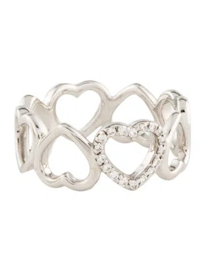 Pre-owned Tiffany & Co 18k Diamond Metro Heart Band In Multi