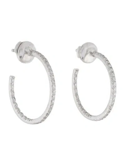 Pre-owned Tiffany & Co 18k Diamond Metro Hoop Earrings In Multi
