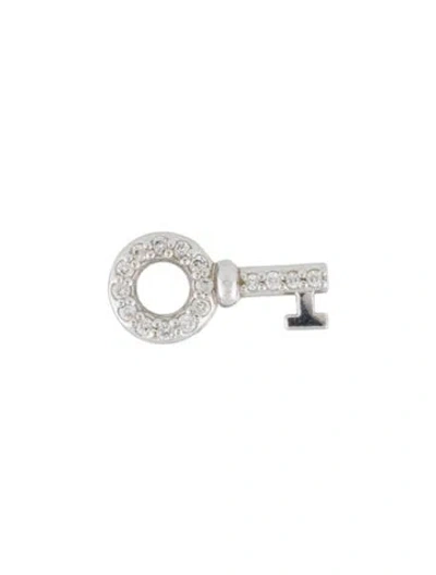 Pre-owned Tiffany & Co 18k Diamond Mini Key Single Stud Earring In Multi