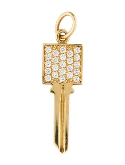 Pre-owned Tiffany & Co 18k Diamond Mini Modern Keys Charm Pendant, 1" In Multi