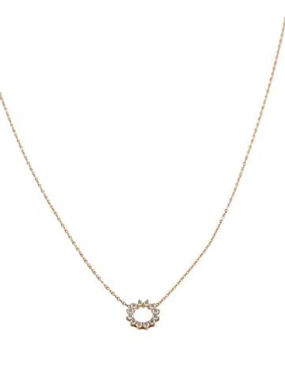 Pre-owned Tiffany & Co 18k Diamond Mini Open Circle Pendant Necklace, 18" In Multi