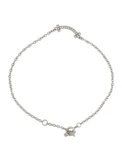 Pre-owned Tiffany & Co 18k Diamond Mini Smile Bracelet, 5.75" In Multi