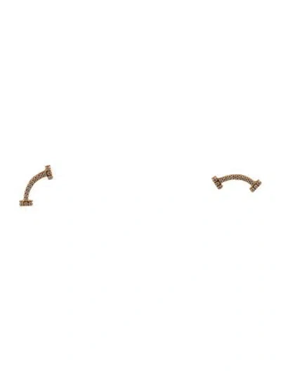 Pre-owned Tiffany & Co 18k Diamond Mini Smile Stud Earrings In Multi