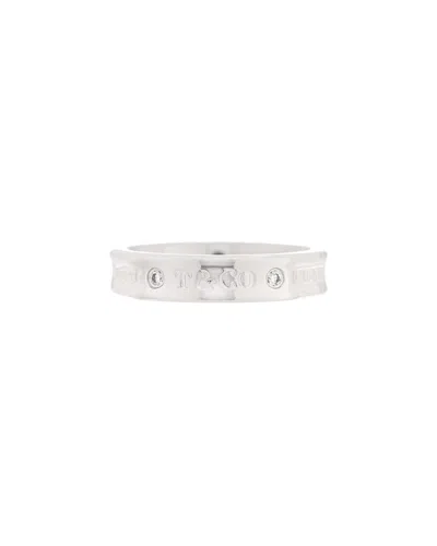 Tiffany & Co . 18k Diamond Narrow 1837 Ring (authentic Pre-loved) In Burgundy