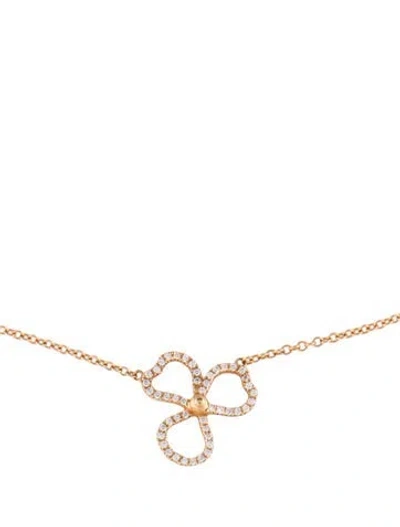 Pre-owned Tiffany & Co 18k Diamond Open Flower Pendant Necklace, 15.25" In Multi