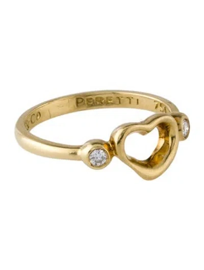 Pre-owned Tiffany & Co 18k Diamond Open Heart Cocktail Ring In Multi