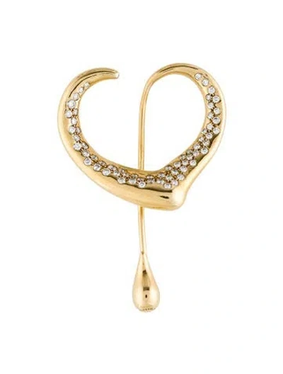 Pre-owned Tiffany & Co 18k Diamond Open Heart Lapel Pin In Multi