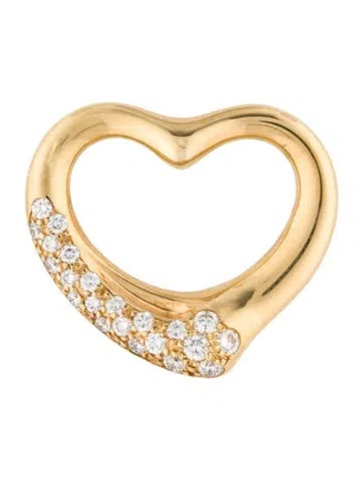 Pre-owned Tiffany & Co 18k Diamond Open Heart Pendant In Multi