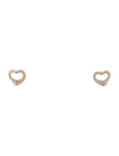 Pre-owned Tiffany & Co 18k Diamond Open Heart Stud Earrings In Multi