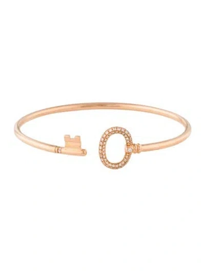Pre-owned Tiffany & Co 18k Diamond Oval Key Wire Bracelet, 6.5" In Multi