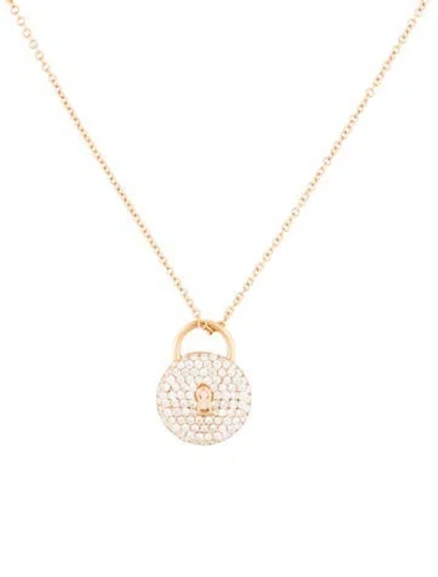 Pre-owned Tiffany & Co 18k Diamond Padlock Pendant Necklace, 16" In Multi