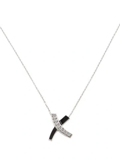 Pre-owned Tiffany & Co 18k Diamond Paloma's Graffiti X Pendant Necklace, 16" In Multi