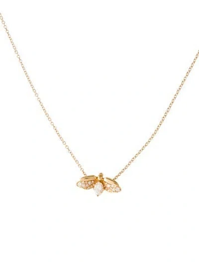 Pre-owned Tiffany & Co 18k Diamond Paper Flowers™ Firefly Pendant Necklace, 16.25" In Multi