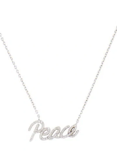 Pre-owned Tiffany & Co 18k Diamond 'peace' Pendant Necklace, 16" In Multi