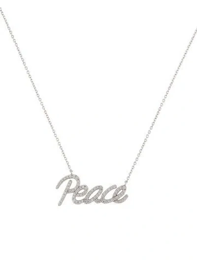 Pre-owned Tiffany & Co 18k Diamond "peace" Pendant Necklace, 16" In Multi