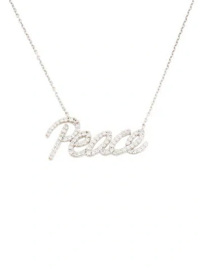 Pre-owned Tiffany & Co 18k Diamond "peace" Pendant Necklace, 16" In Multi