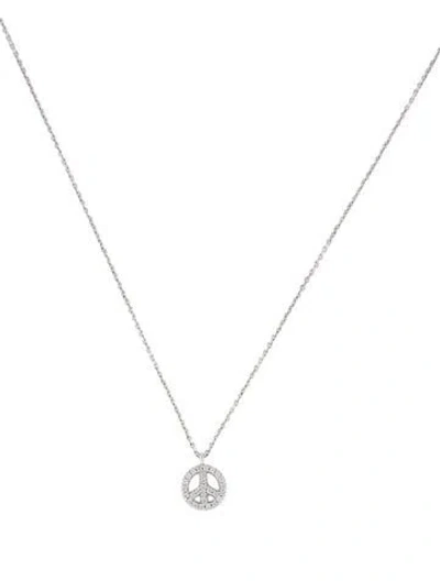 Pre-owned Tiffany & Co 18k Diamond Peace Sign Pendant Necklace, 16" In Multi