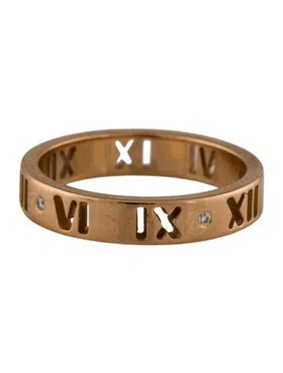 Pre-owned Tiffany & Co 18k Diamond Pierced Atlas Band Ring In Multi