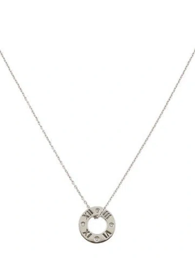 Pre-owned Tiffany & Co 18k Diamond Pierced Atlas Pendant Necklace, 16" In Multi