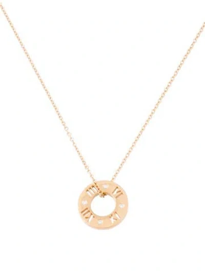 Pre-owned Tiffany & Co 18k Diamond Pierced Atlas Pendant Necklace, 16" In Multi