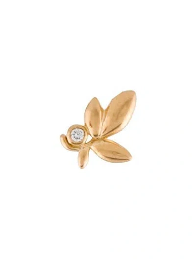 Pre-owned Tiffany & Co 18k Diamond Single Olive Leaf Stud Earring In Multi