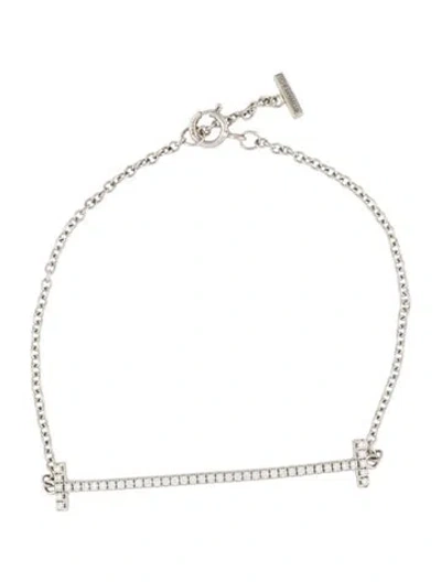 Pre-owned Tiffany & Co 18k Diamond Smile Bracelet, 5.75" In Multi
