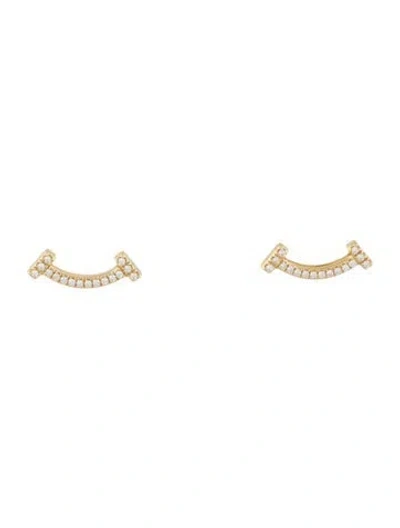 Pre-owned Tiffany & Co 18k Diamond Smile Mini Earrings In Multi