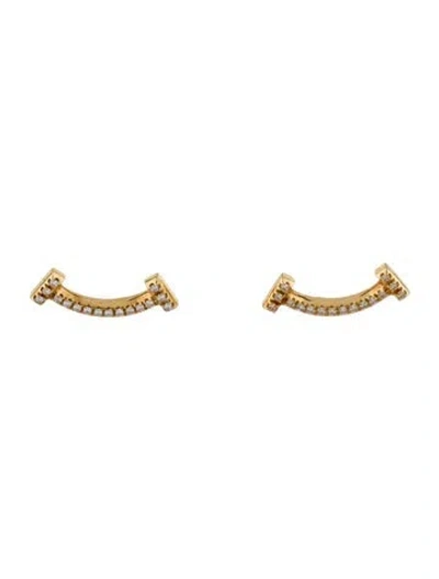 Pre-owned Tiffany & Co 18k Diamond Smile Mini Earrings In Multi