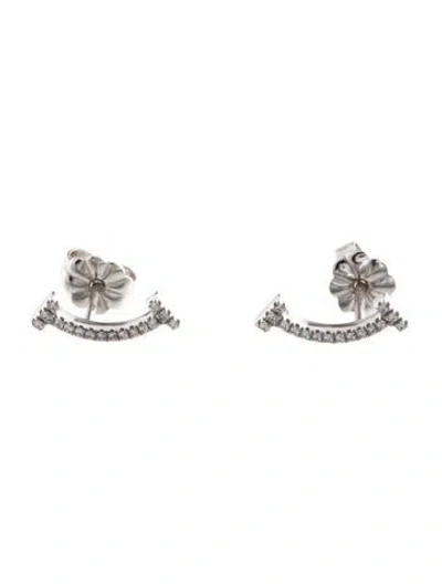 Pre-owned Tiffany & Co 18k Diamond Smile Mini Stud Earrings In Multi