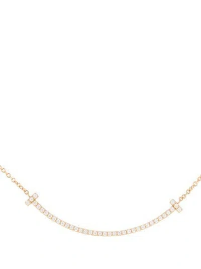 Pre-owned Tiffany & Co 18k Diamond Smile Pendant Necklace, 17" In Multi