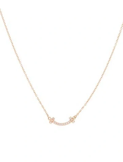 Pre-owned Tiffany & Co 18k Diamond Smile Pendant Necklace, 17.75" In Multi