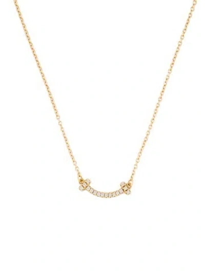 Pre-owned Tiffany & Co 18k Diamond Smile Pendant Necklace, 17.75" In Multi