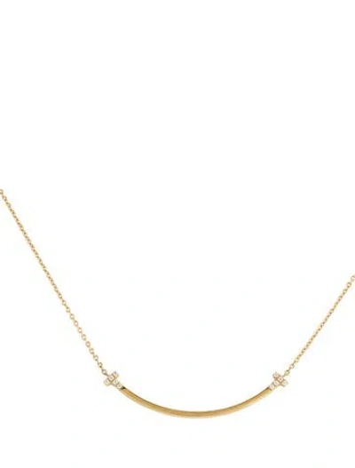 Pre-owned Tiffany & Co 18k Diamond Smile Small Pendant Necklace, 18" In Multi
