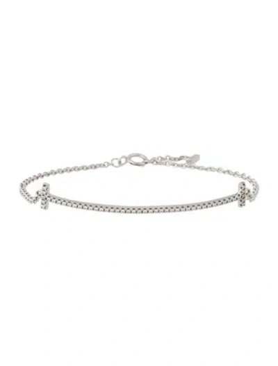 Pre-owned Tiffany & Co 18k Diamond Smile Station Bracelet, 6" In Multi