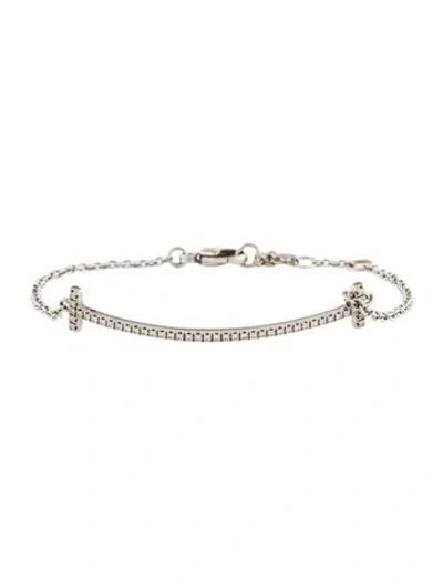 Pre-owned Tiffany & Co 18k Diamond Smile Station Bracelet, 6.25" In Multi