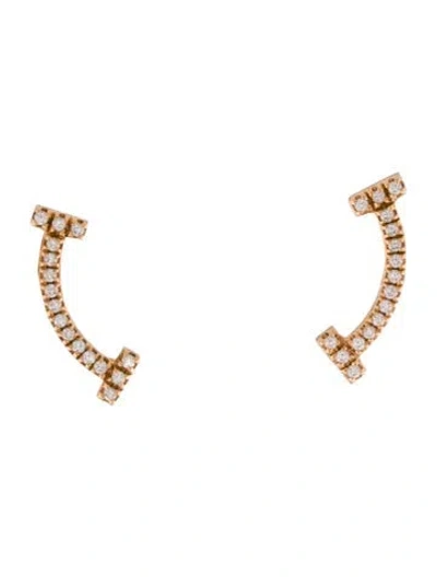 Pre-owned Tiffany & Co 18k Diamond Smile Stud Earrings In Multi