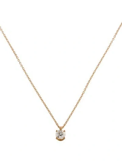 Pre-owned Tiffany & Co 18k Diamond Solitaire Pendant Necklace, 16" In Multi