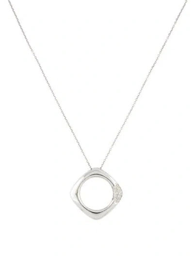 Pre-owned Tiffany & Co 18k Diamond Square Pendant Necklace, 16" In Multicolor