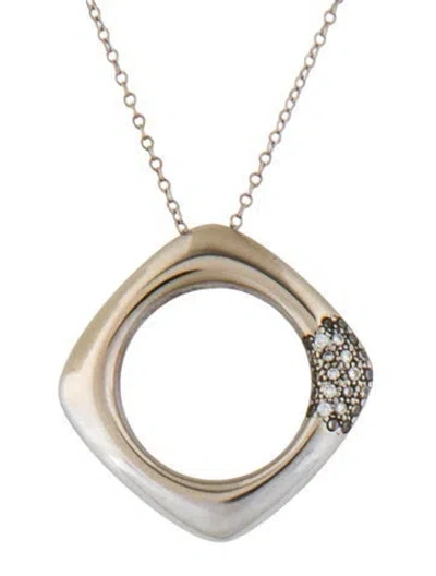 Pre-owned Tiffany & Co 18k Diamond Square Pendant Necklace, 17" In Multi