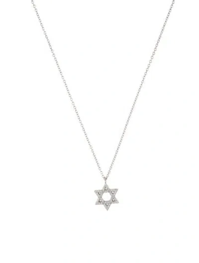 Pre-owned Tiffany & Co 18k Diamond Star Of David Pendant Necklace, 18" In Multi