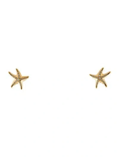 Pre-owned Tiffany & Co 18k Diamond Starfish Earrings In Multi