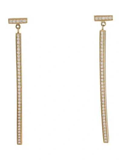 Pre-owned Tiffany & Co 18k Diamond T Bar Drop Earrings In Multi