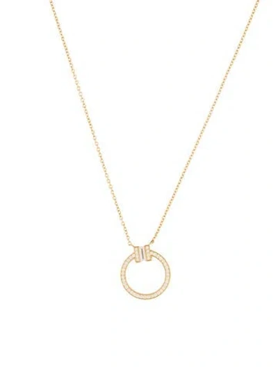 Pre-owned Tiffany & Co 18k Diamond T Circle Pendant Necklace, 18" In Multi