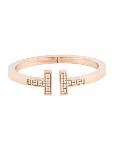 Pre-owned Tiffany & Co 18k Diamond T Square Bracelet, 6.5" In Multi