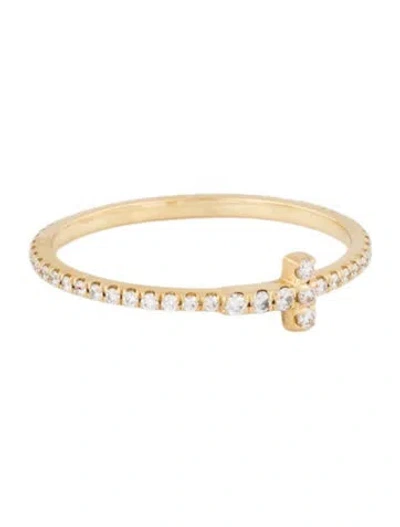 Pre-owned Tiffany & Co 18k Diamond T Wire Band In Multi